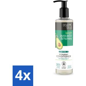 Organic Shop - Natural Repairing Conditioner - Avocado & Honey - 280 ml - Voordeelverpakking - 4 stuks