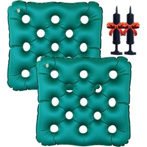 2-Pack opblaasbaar zitkussen - Anti-decubituskussen - Heup-airbagkussen - Speciaal ontworpen voor aambeien en doorligwonden - Voor rolstoelen, auto's en vliegtuigen - Decubitusbeschermingskussen - Groen - Inclusief twee opblaaspompen