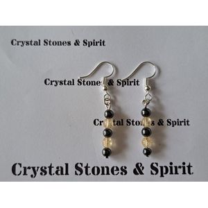 Citrien / Hematiet Oorbellen Hang 4 mm