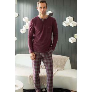 Barandi - Herenpyjama - Wijnkleur - Flanel - Geruite Broek
