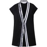 MIAMODA MIAMODA - Dames - Gebreid vest Straight Fit kanten lint en biesjes - Zwart - Maat 42+