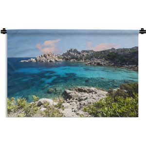 Wandkleed Sardinië - De kustlijn met helder turquoise water Wandkleed katoen 60x40 cm - Wandtapijt met foto