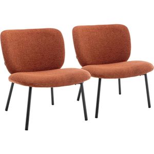 Oviala - Set van 2 relaxfauteuils in staal en terracotta stof