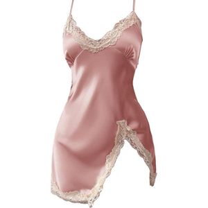 Allecto plus - Sexy Dames Babydoll Nachthemd Kant Verstelbare Bandjes V-hals Mouwloos Nachthemd | Nachtjapon voor Vrouwen | Sexy Lingerie