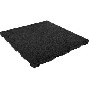 Rubber Tegel 45 mm 50x50 cm Zwart - Set van 4 tegels 1m²