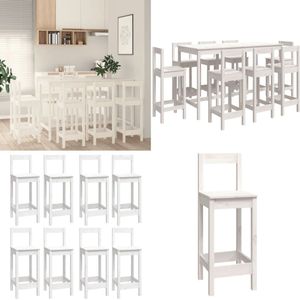 vidaXL 9-delige Barset massief grenenhout wit - Barset - Barsets - Pubset - Bistroset