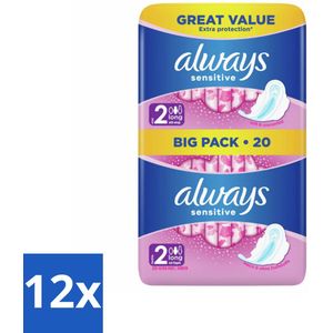 Always - Maandverband - Long - Sensitive - 20 Maandverband - Voordeelverpakking - 12 stuks