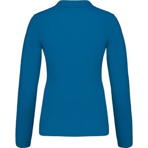 Polo Dames XL Kariban Kraag met knopen Lange mouw Tropical Blue 100% Katoen
