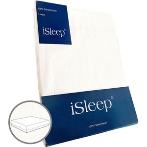iSleep Flanel Laken - 100% Flanel Katoen - Eenpersoons - 160x270 cm - Wit