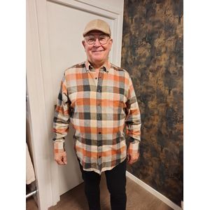 Casa Moda Heren overhemd lange mouw oranje (Maat: M) - Ruit
