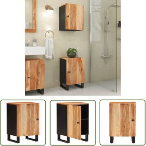 The Living Store Badkamerkast 38x33x58 cm massief acaciahout - Badkamerkast - Badkamerspiegel - Opbergkast - Houten Kast - Acacia Hout