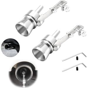 Turbo Sound uitlaatpijp voor de auto - Aluminium - Universeel geluidsdemper - Turbo-fluitje - Set van 2 stuks