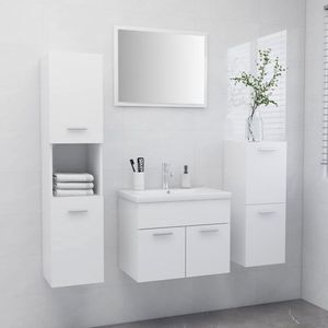 The Living Store Badkamermeubelset - Spaanplaat en acryl - Wit - 60x38.5x46 cm (BxDxH) - Inclusief spiegel