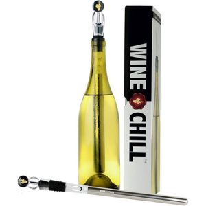 WINECHILL Original design wijnkoeler met anti drup schenktuit, aerator en wijnstopper