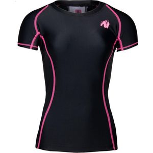 Gorilla Wear Carlin Compression Short Sleeve Top - Zwart/Roze - XS