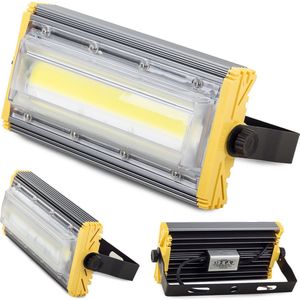 IBBO® - LED Bouwlamp - Buitenlamp COB - Halogeenlamp led - Verstelbare Werklamp - 50W - 220x110x60 mm - Oplaadbaar - 5000 LM - 50,000 uur - koud wit