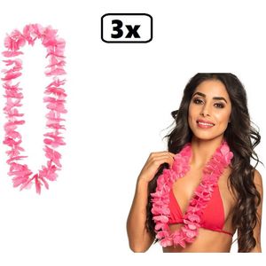 3x Hawai krans roze/pink - hawai krans hawaii slinger kleur trouwen liefde feest love thema feest pride