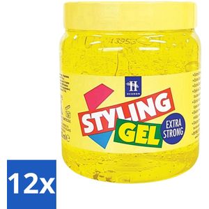 Hegron - Styling Haargel - Extra Strong - Voor Sterke Fixatie - 500 ml - Voordeelverpakking - 12 stuks
