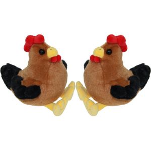 Set van 2x Stuks Pluche Knuffel Dieren Kip Vogel van 15 cm - Speelgoed Kippen Knuffels