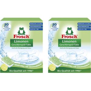 2x 50 Frosch Limoen Vaatwastabletten - Alles in 1 - Krachtige reiniging en glans - ECO