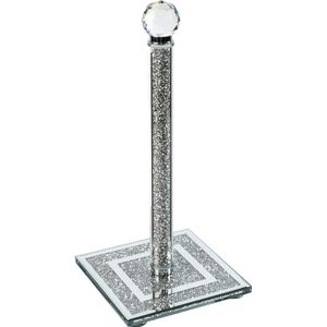 Diamantgevulde vierkante keukenrolhouder 30 cm hoog in geschenkverpakking