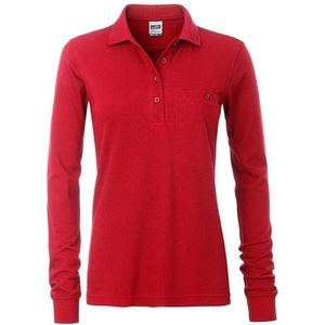 James and Nicholson Dames/dames Werkkleding Lange Mouwen Zak Polo (Rood)