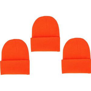 ASTRADAVI Beanie Hats - Muts - Warme Unisex Skimutsen Hoofddeksels - 3 Stuks Winter Mutsen - Oranje