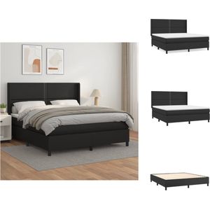 vidaXL Boxspringbed - Comfort - Bed - matras en topmatras - 180x200 cm - Kunstleer - Hoofdbord verstelbaar - Pocketveren matras - Middelharde ondersteuning - Huidvriendelijk - Bed