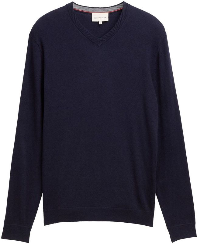 TOM TAILOR - Trui - Navy - Knitwear - V-hals - Losse Pasvorm - Lange Mouw