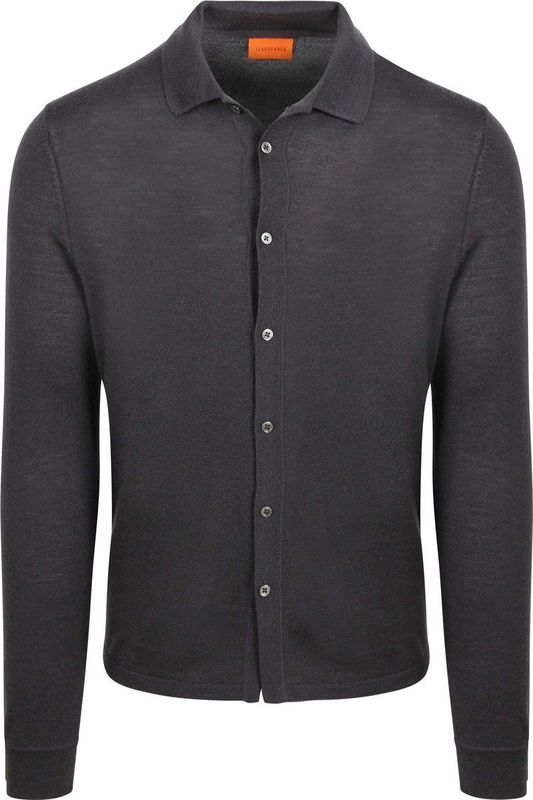 Suitable - Cardigan Shirt - Antraciet - Heren - Slim-Fit