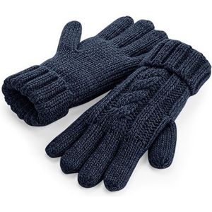Gebreide melange handschoenen in het navy blauw voor volwassenen S/M