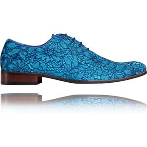 Blue Wonder - Maat 40 - Lureaux - Kleurrijke Schoenen Voor Heren - Veterschoenen Met Print