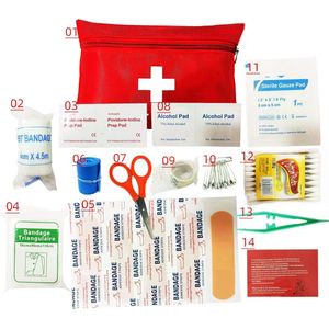 EHBO set - EHBO kit, veiligheidsvest \ First aid bag set as emergency kit refill set for car / autoveiligheidsvest, 94-delig