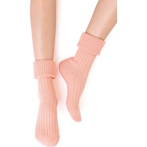 Huissokken-bedsokken-wintersokken-drukvrij-dames-meisjes-lichtoranje-maat 35-37