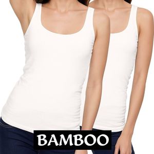 Bamboe dames top (tank top model) – 2 paar - dames – 95% bamboe – superzacht – wit – maat L