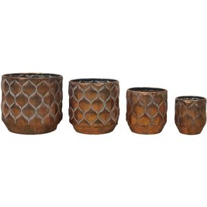 Dijk Natural Collections Bloempotset 4-delig metaal met plastic inleg Ø10x11,5-Ø19,5x18cm