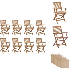 vidaXL Houten Eetstoelen - Set van 8 - Massief Acaciahout - Geolied - Inklapbaar - Tuinstoel