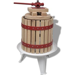 vidaXL Fruit- en wijnpers - 12L - Eikenhouten vat - Roestbestendig - Gietijzeren hardware - Eenvoudig te monteren - Citruspers (handmatig)