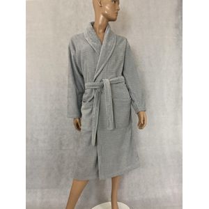 Romana Products Wafel - Badjas Velour Mozaïek - Grijs - Maat XL - Kamerjas - Ochtendjas - Luxe Wellness - Comfortabel en Stijlvol - Voor Volwassenen - Man - Vrouw