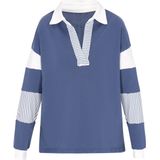 usha BLUE LABEL - Sweatshirt - Blauw/Wit - Losse Pasvorm - Lange Mouw