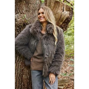 DIDI Dames Fur jacket Allure Dark taupe maat 44