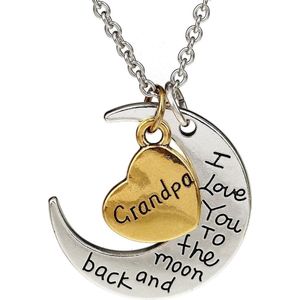 Fako Bijoux® - Ketting - Grandpa, I Love You To The Moon And Back