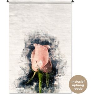 Wandkleed BloemenKerst illustraties - Roze bloem met abstracte gloed Wandkleed katoen 120x180 cm - Wandtapijt met foto XXL / Groot formaat!