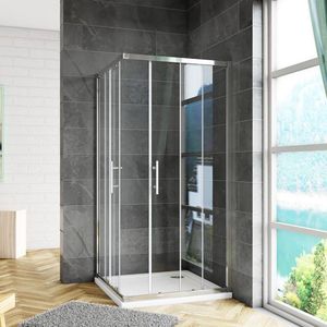 76x70x185cm Douchecabine hoekinstap met schuifdeuren 6mm ESG glas