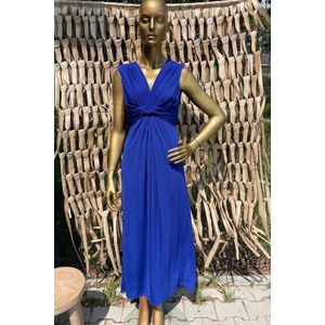 Lange Zomerjurk Pesca Effen Koningsblauw - One Size