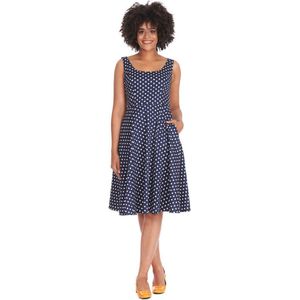 Banned - Dot Days Heart Flare jurk - L - Blauw