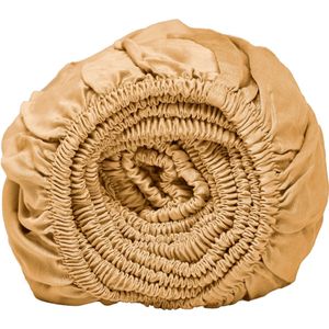 Coco & Cici - Bamboe Hoeslaken Topper 180 x 210 cm - 2 Persoons Beddengoed - Okergeel - Elastiek Rondom - 100% Eco Bamboe