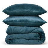 PHLOX Dekbedovertrek Flanel Fleece - Tweepersoons 200x220 cm + 2 Kussenslopen - Zacht & Huidvriendelijk - Petrol