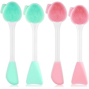 4 Stuks Siliconen Gezichtsborstel - Gezichtsmasker Borstel - Scrub Borstels - Lip Exfoliator Borstels - Gezichtsreiniging Borstels - 4 In 1 Gezichtsmasker Applicator Gereedschap voor Huidverzorging en Schoonheid