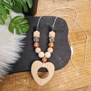 Happy Bebie | Baby | Mama | Voedingsketting | Hart | Kraamkado | Silicone | Houten | Handmade